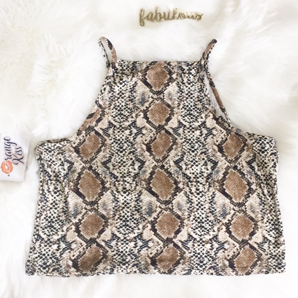 NWT Orange Kiss snake print on trend topjuniors L - Picture 2 of 8